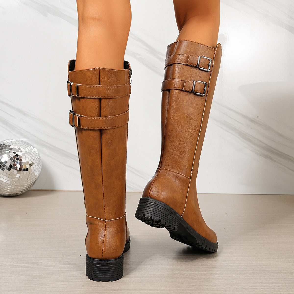 Retro Chunky-Soled High-Cut Equestrian Boots For Women