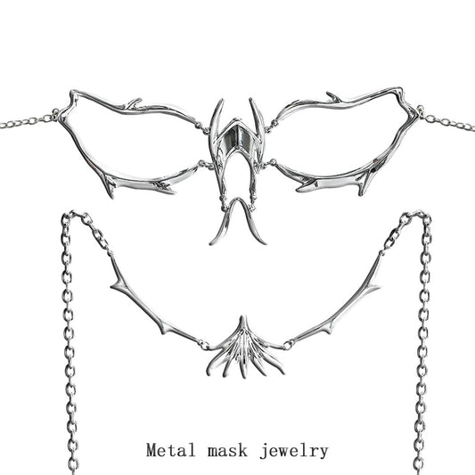 Streamline Shape Nose Studs Mask Silver Metal Surface Decoration