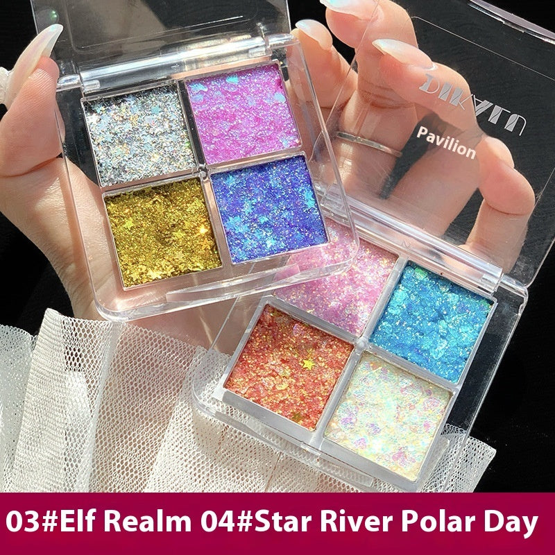 Women's Four-color Sequins Watch Show Makeup Super Flash Glue-free Eye Shadow