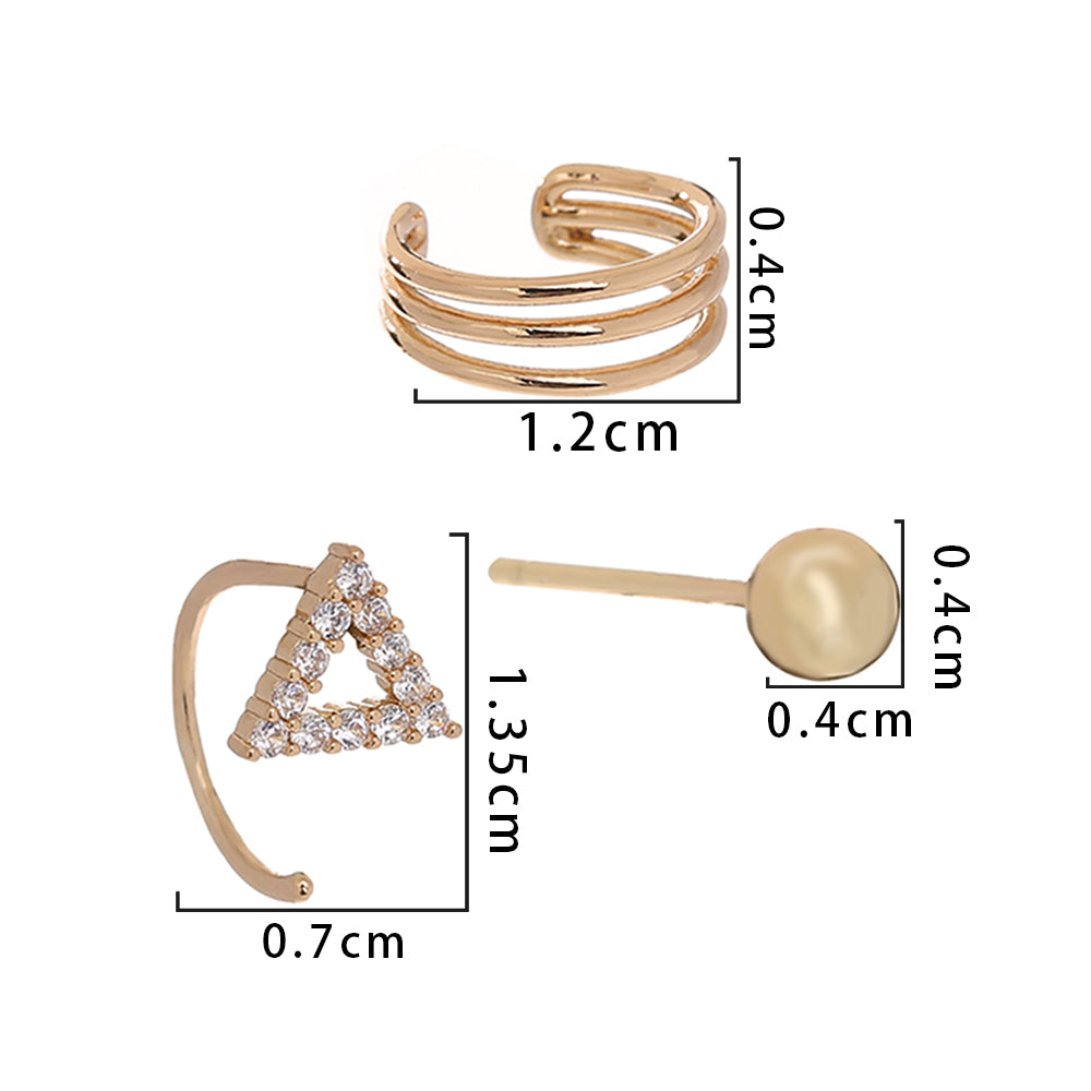Korean Fashion Diamond-encrusted Triangular Ear Clip Minority C-type Ear Without Hole Ear Bone Clip Ear Hanging European And N Earrings Earrings Earrings Female