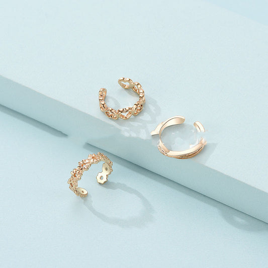 Trendy Holiday Style Beach Toe Set Ring 3-Piece Set