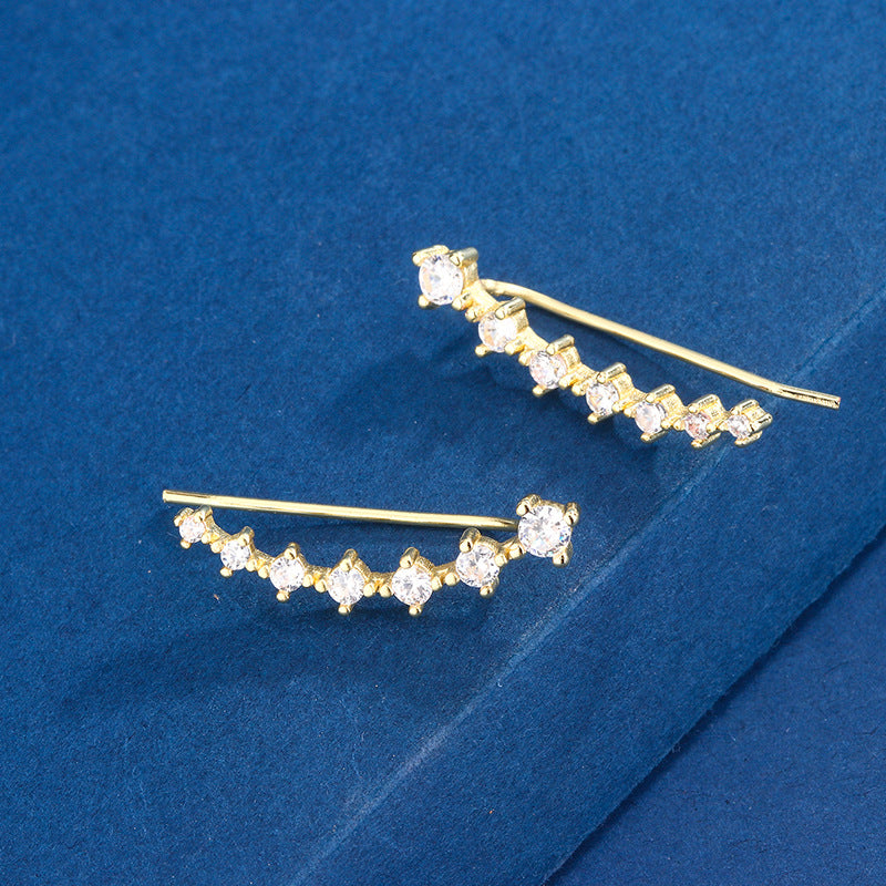 New Zircon Earrings Women's Light Luxury Earrings Niche Design Advanced Ear Clip