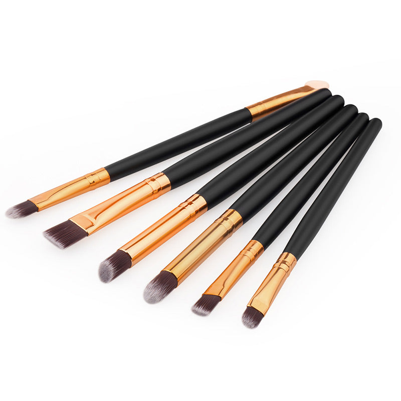 6 Gold Black Eye Brushes Eyeshadow Makeup