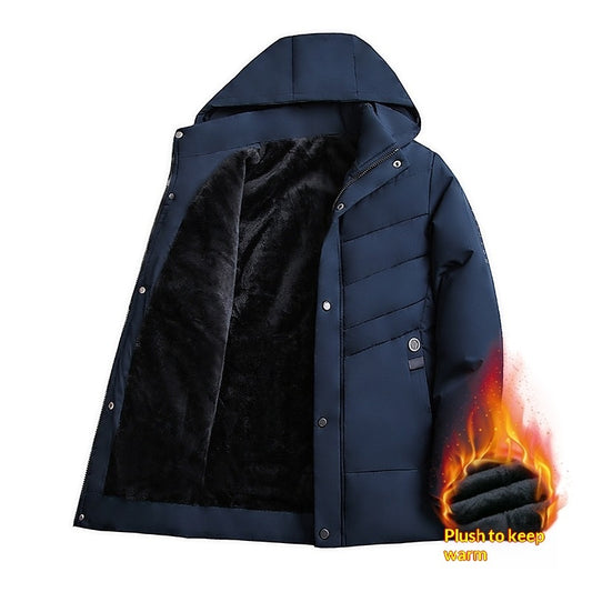 Factory-direct Cross-border Exclusive Design Detachable-hood Business Mens Padded Cotton Jacketwarm Mid- To Older-age Cotton Coat