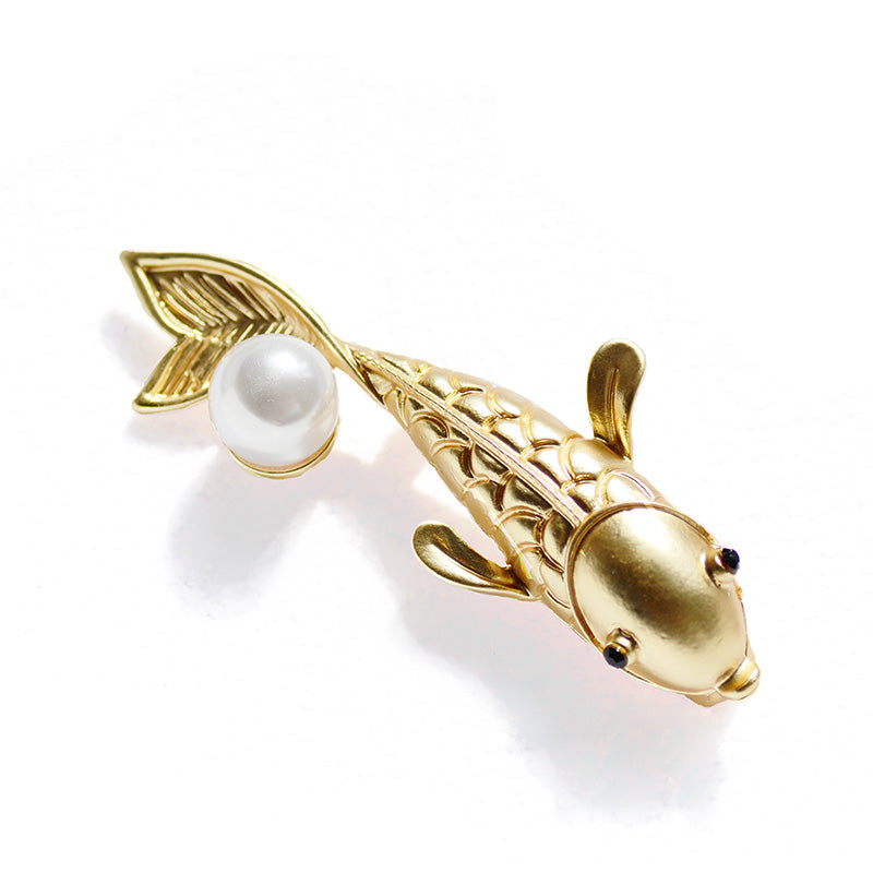 Red Koi Rhinestone Brooch Coat Suit Carp Festival Brooch