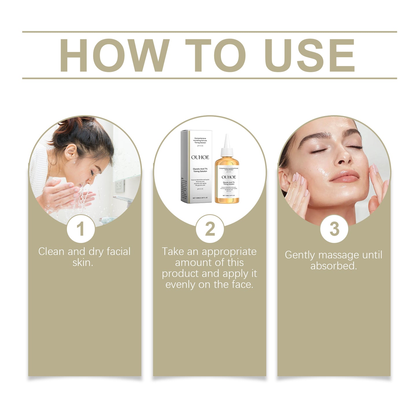 OUHOE Glycolic Acid 7% Moisturizing Toner, Remove Acne, Improve Skin Condition And Rejuvenate Skin Toner Essence