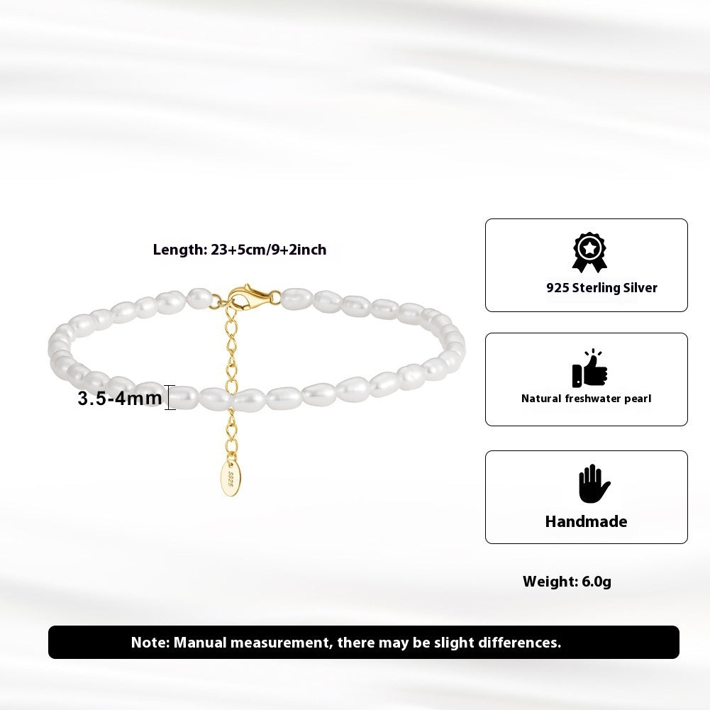 Women's Party Gift Anklet Small Rice-shaped Beads Beaded Anklet