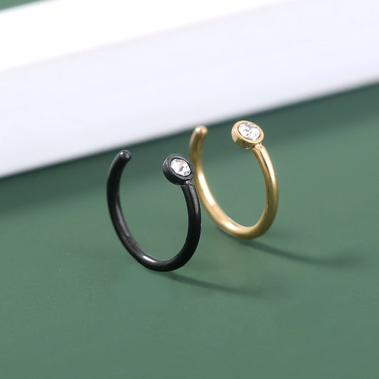Nose ring Cross-border e-commerce source Human body piercing C-shaped stainless steel rhinestone nose ring with diamond nose nail fake nose ring jewelry