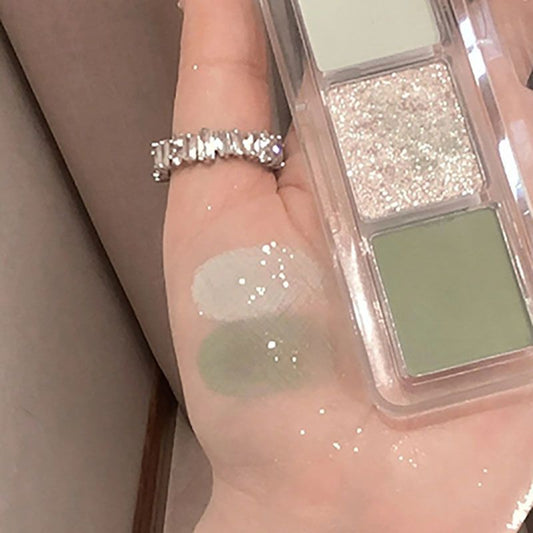 Tri-color Green Eyeshadow Matte Pearly And Fine Shimmer