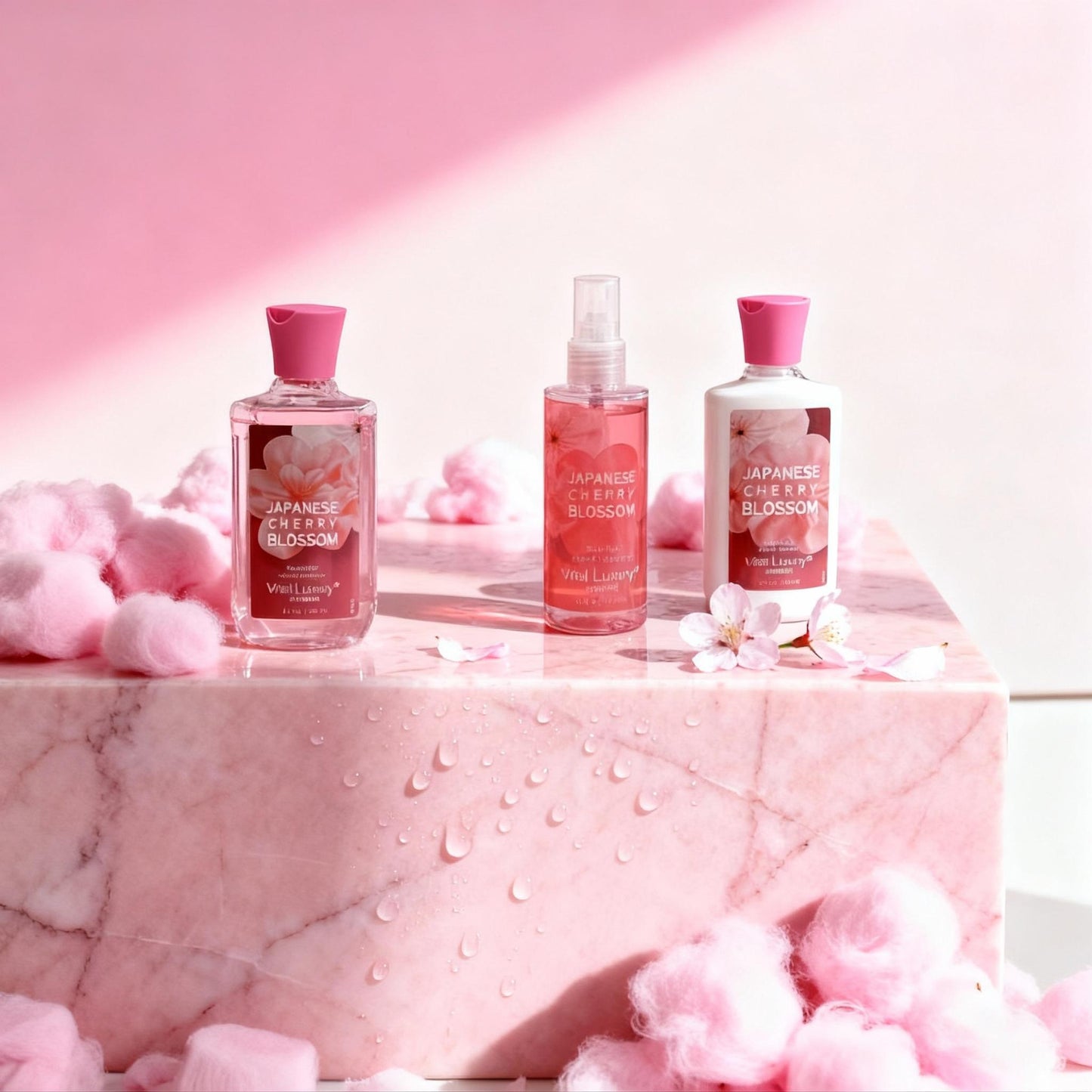 3-piece Set Japanese Cherry Blossom Spa Set With Natural Extracts-Shower Gel, Body Lotion, Body Mist, Bath And Body Gift Set For Women And Girls, Body Care Travel Set For Birthday Mother's Day Gifts
