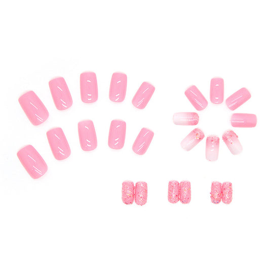 Mid-length Square Fake Nails Shiny Fragments