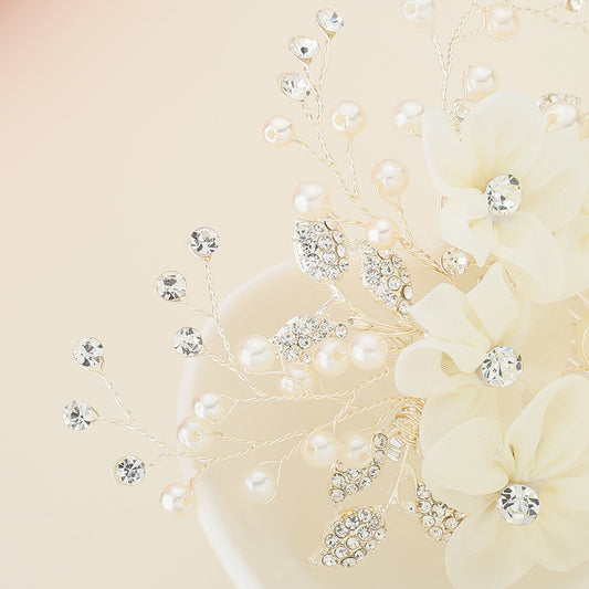 Bridal Wedding Tiara Pearl Rhinestone Hair Comb