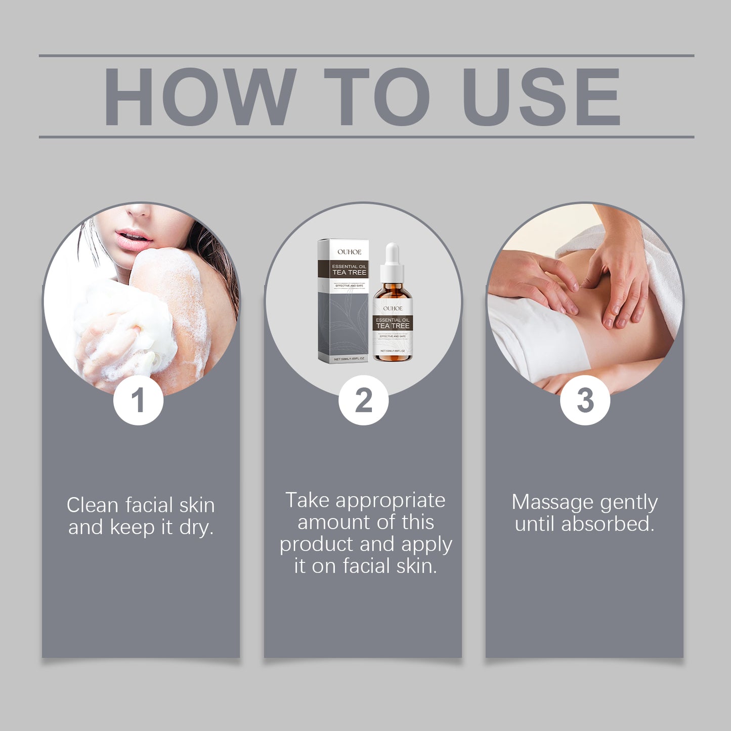 OUHOE Tea Tree Essential Oil, Body Care Plant Essential Oil Massage Oil Skin Care Moisturizing Moisturizing Soft Moist Shine
