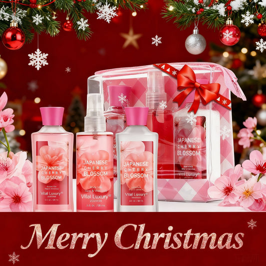 3-piece Set Japanese Cherry Blossom Spa Set With Natural Extracts-Shower Gel, Body Lotion, Body Mist, Bath And Body Gift Set For Women And Girls, Body Care Travel Set For Birthday Mother's Day Gifts