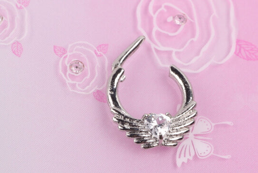 Heart-shaped Wings Crystal Fake Nose Ring Foreign Trade Fake Nose Nails