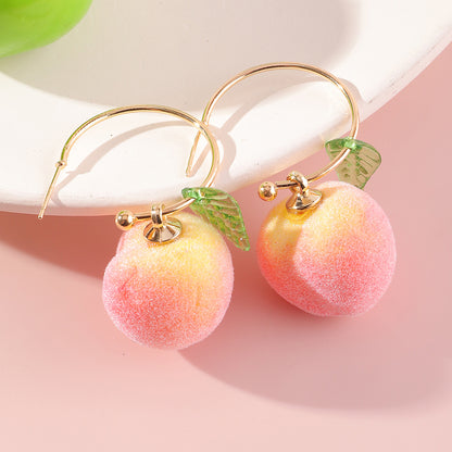 Peach Earrings Long Earrings Girls Big Earrings Ear Clips