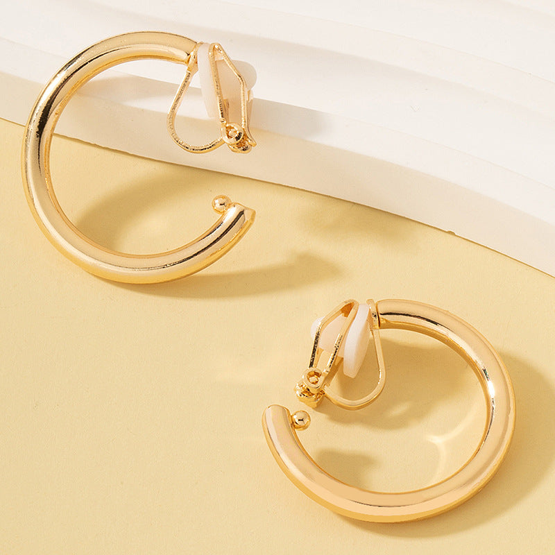 Simple Circle Elegant Earrings Triangle Ear Clip Without Piercing