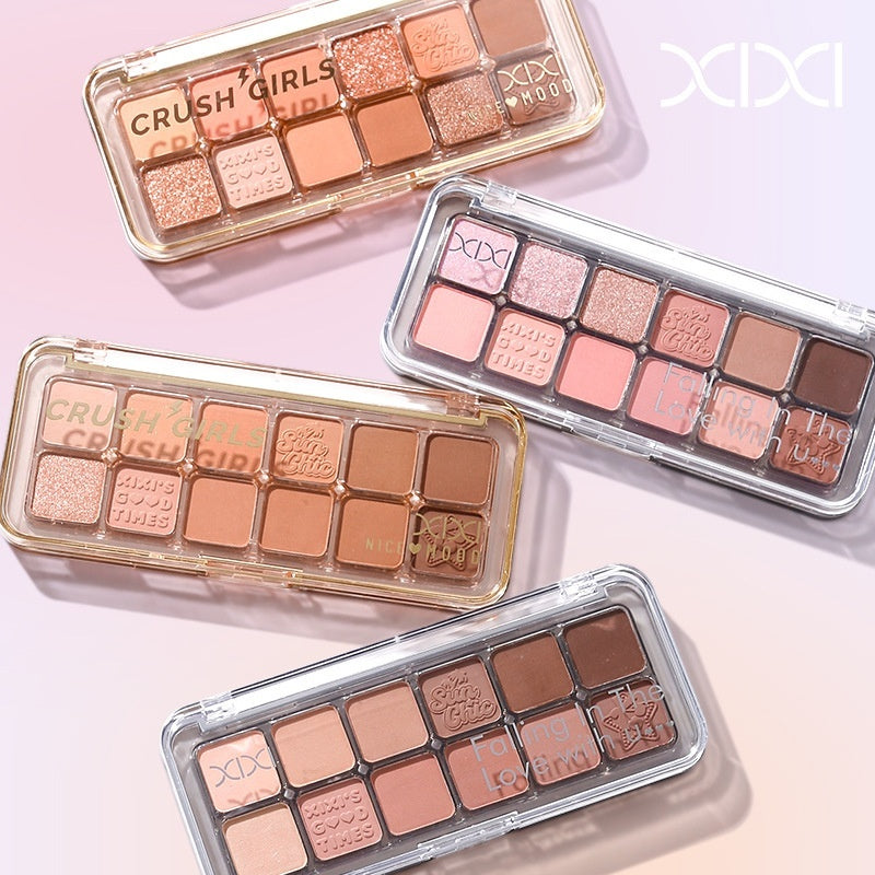 Mist Muse Twelve-Color Eyeshadow Palette Shimmer Sparkle Matte Highlight Contour Blush All-in-One Palette