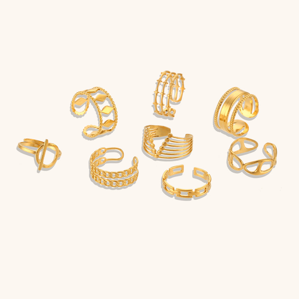 Stainless Steel Plated 18K Gold Finger Ring Jewelry For Women