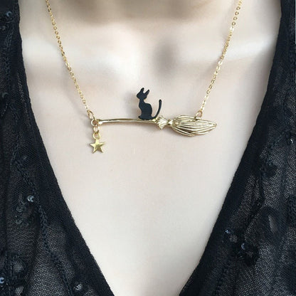 Halloween Ornaments Black Cat Necklace For Women