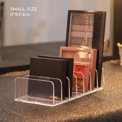 Acrylic Eyeshadow Palette Organizer - 7-Section Cosmetic Storage Box For Makeup, Sunglasses & Blush Kits 2 Sizes, Clear