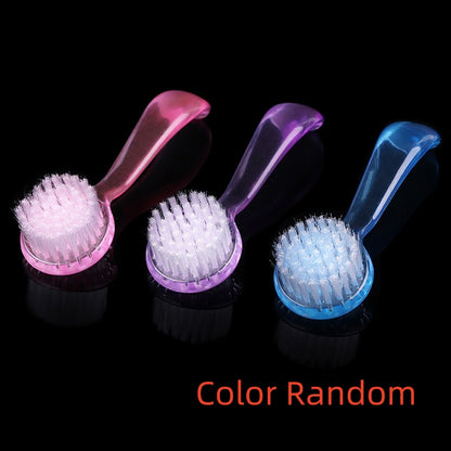 Manicure Round Head With Cover Nail Brush Long Handle Dust Cleaning Brush