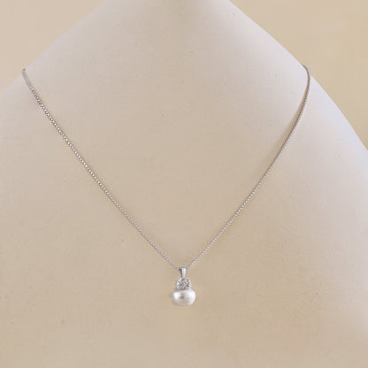 Round Zirconium Freshwater Pearl Necklace For Women