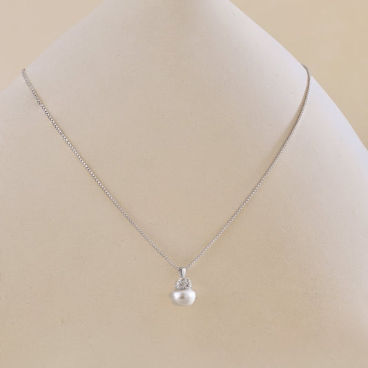 Round Zirconium Freshwater Pearl Necklace For Women