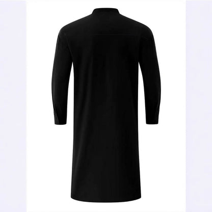 Men's Solid Color Long Sleeve Casual Slim Fit Business Stand Collar Robe