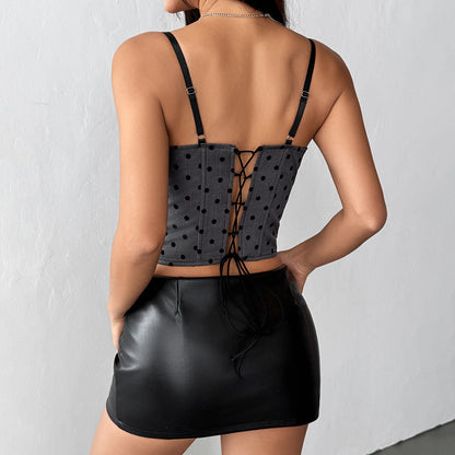 Polka-Dot Sexy Lace Bodycon Halterneck Camisole