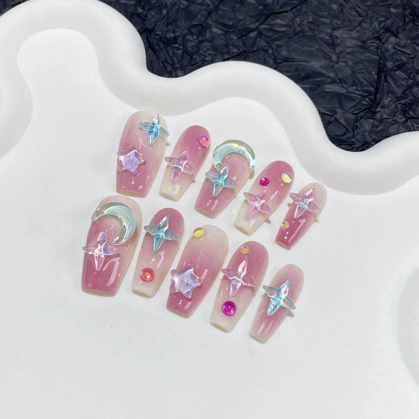 Handmade Wear Armor Ice Transparent Nail Stickers Purple Blush Wearable Nail Sticker