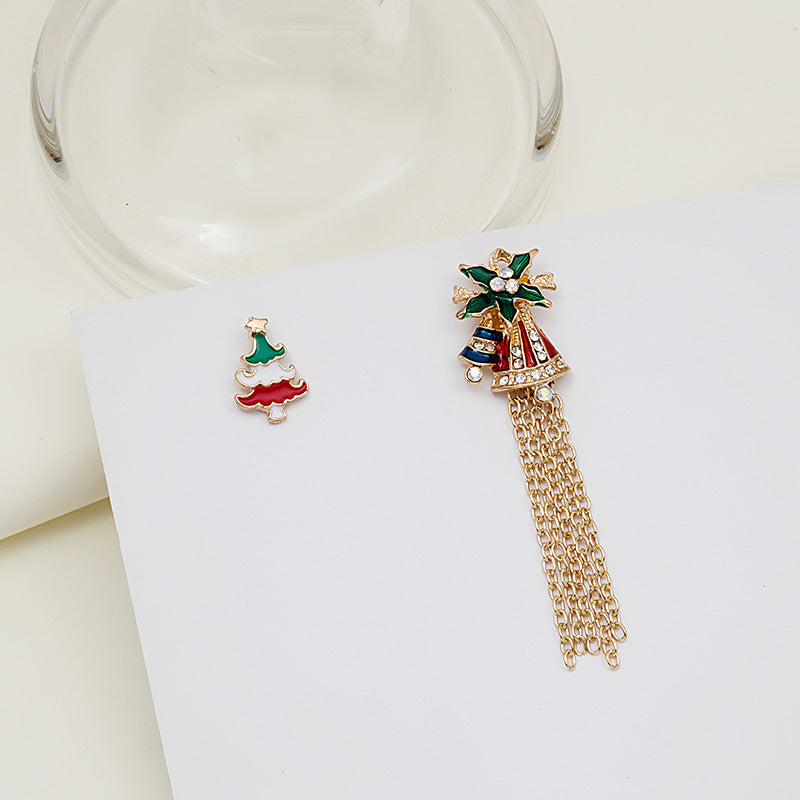 Christmas Brooch Alloy Drip Oil Snowflake Tassel