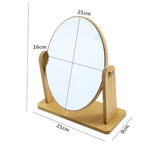 Wooden Makeup Mirror Desktop Desktop Rotating Beauty Mirror