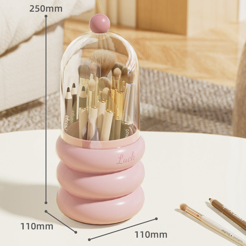 Dustproof Rotating Makeup Brush Holder With Lid