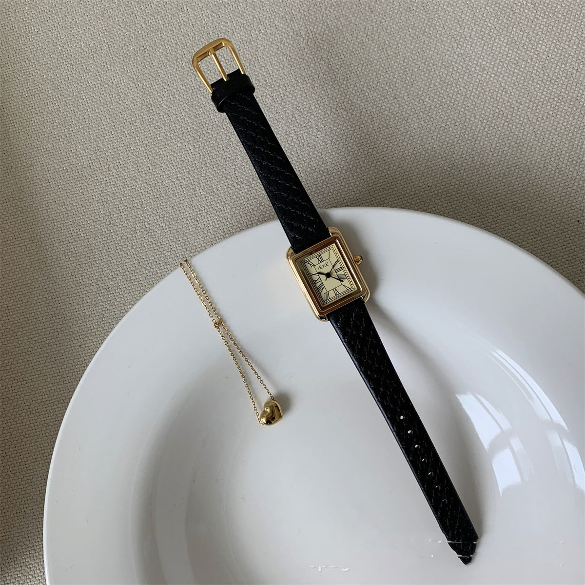 Simple Roman Rectangular Leather Watch Women