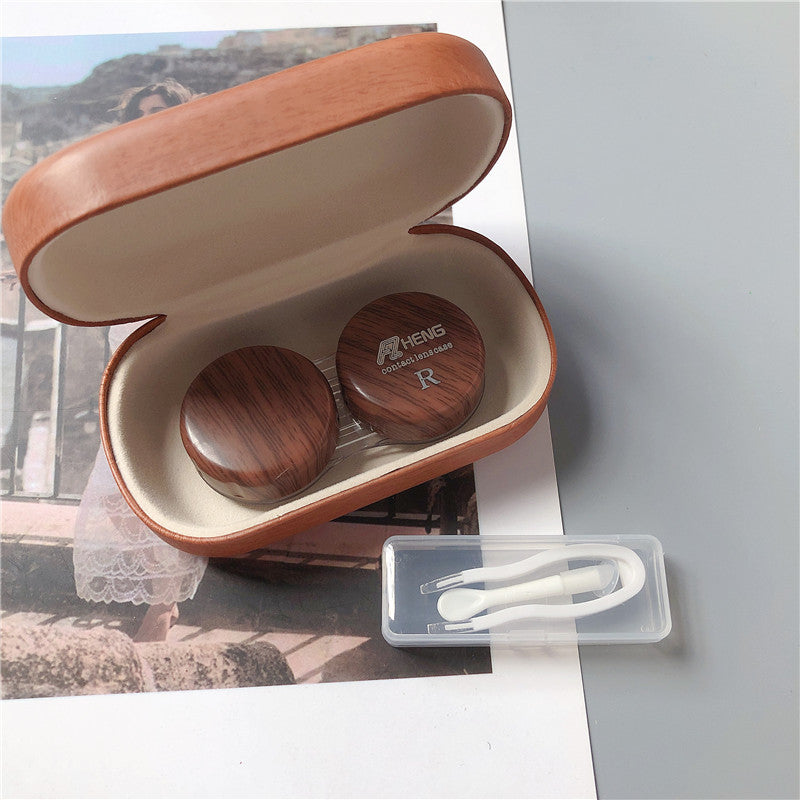 Portable Fashion Wooden Contact Lens Case