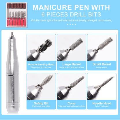 Rechargeable Electric Nail File Professional - 45000RPM Portable Efile Nail Drill Kit, Cordless E File Nail Drill Machine For Acrylic Gel Nails Salon Home Manicure Use