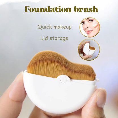 Rotatable Self-protecting Dense Makeup Brush With A Wavy Curve