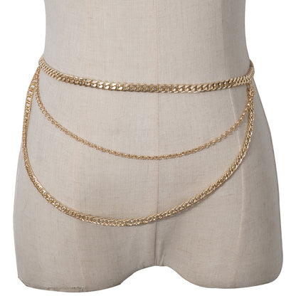 Ins Women's Multi-Layer Metal Chain Waist Chain