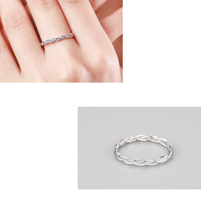 S925 Sterling Silver Exquisite Curved Cross Braid Ring