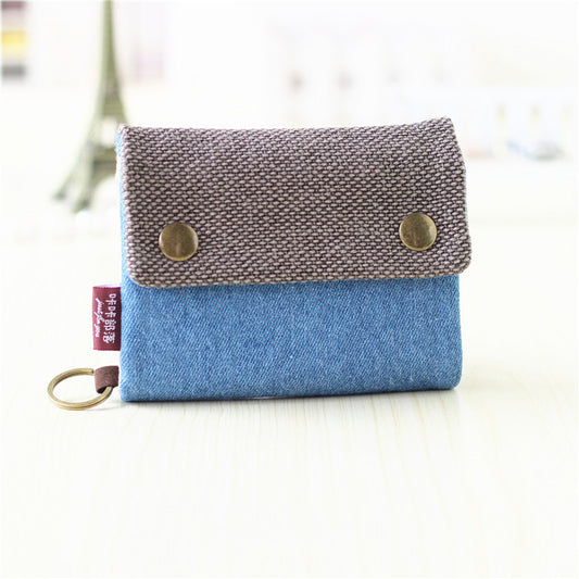 Creative Tri-fold Denim Canvas Wallet Simple Men And Women Can Use Card Holder