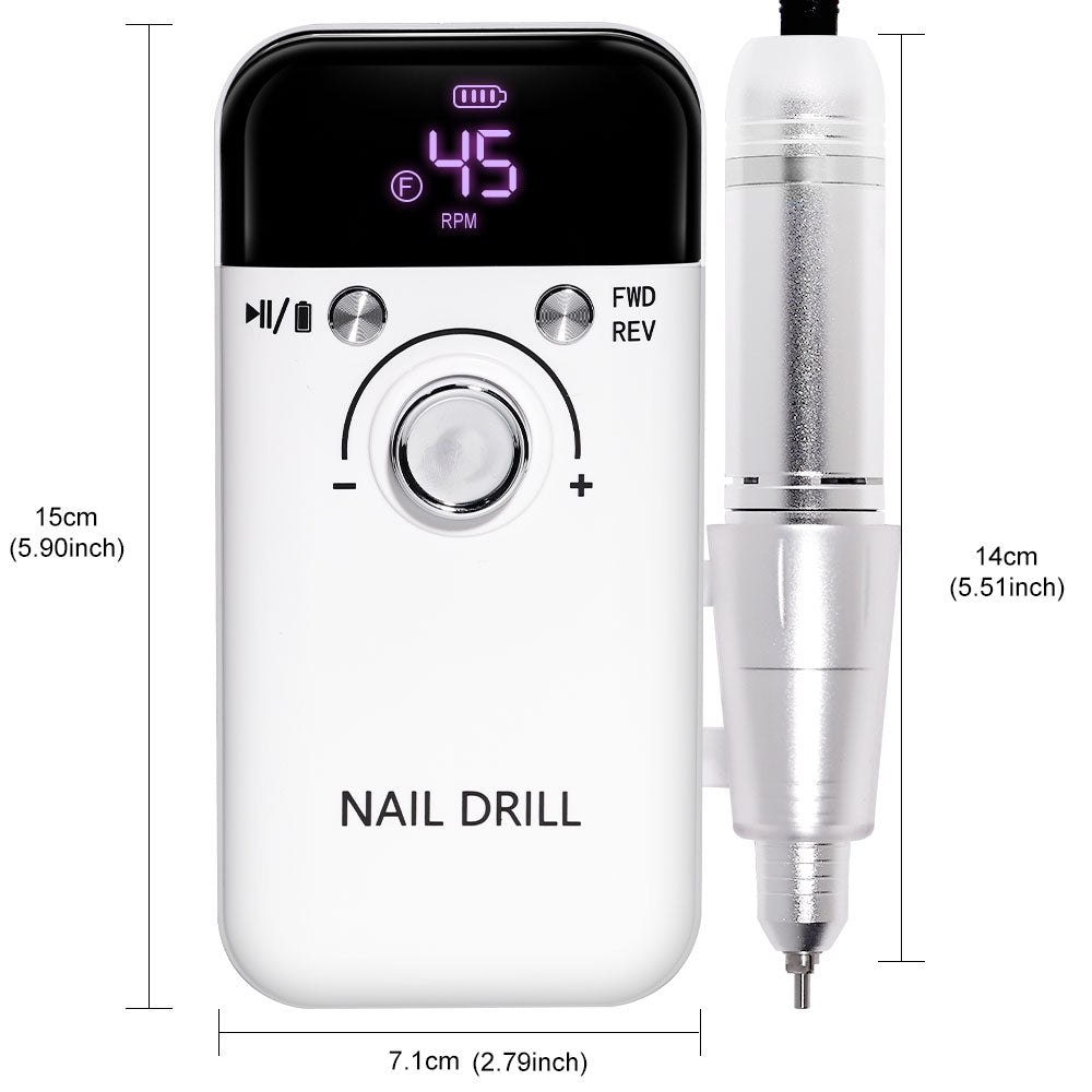 Electric Nail Drill Professional 45000RPM - Rechargeable Nail Drill Kit Portable Electric Nail File With Complete Bits For Acrylic Nails Gel Polishing Removing