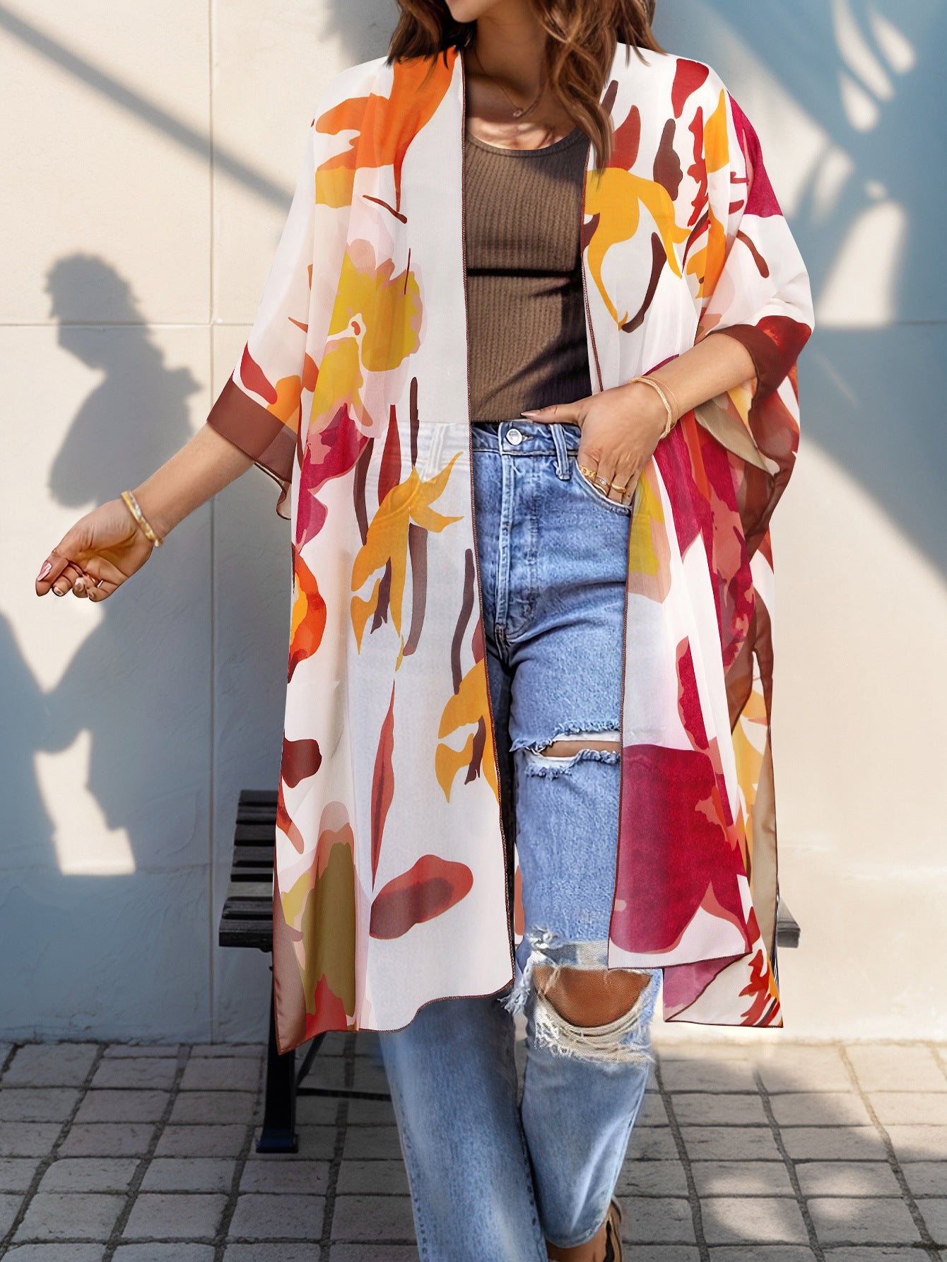 Women's Aztec-print Batwing Cardigan Cloak