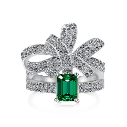 Sterling Silver Necklace Ring Earrings For Women Emerald Emerald Jewelry