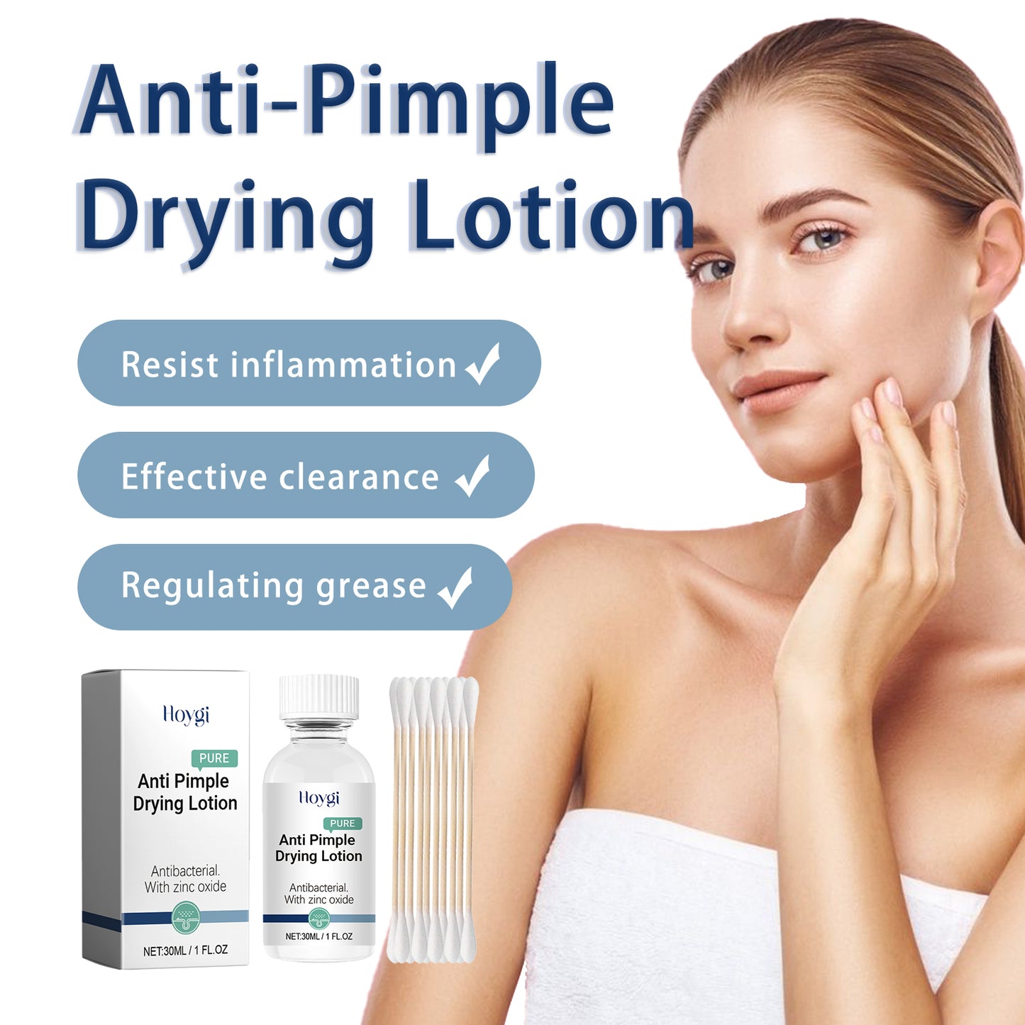 Hoygi Anti-Pimple Drying Lotion, Facial Cleansing And Repair Lighten Acne Marks And Pits, Close Your Mouth And Mild Skin Cream