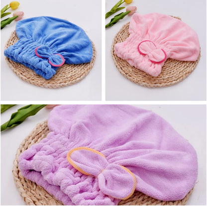 High Density Coral Fleece Microfiber Shower Cap