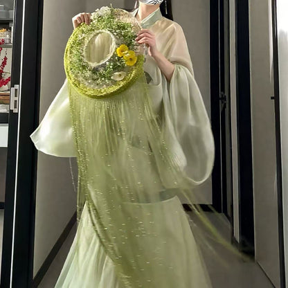 Hanfu Hat Bamboo Hat Tassel Crystal Curtain Chivalrous Woman Bamboo Hat Veil