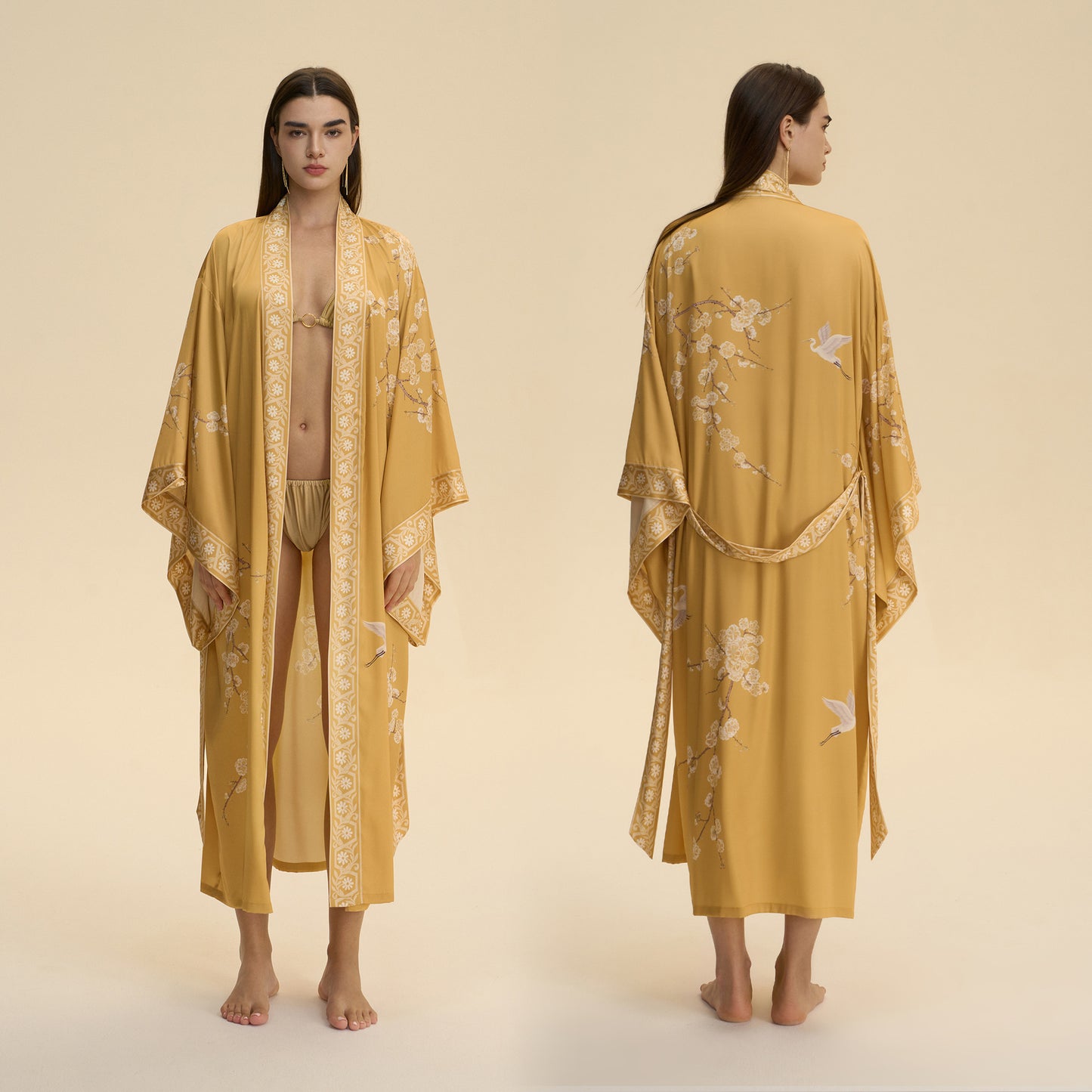 Printed Kimono Style Blouse Loose Fitting Cardigan Jacket For Women Tunic Top