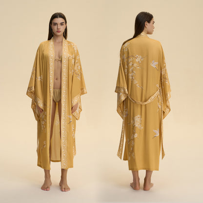 Printed Kimono Style Blouse Loose Fitting Cardigan Jacket For Women Tunic Top
