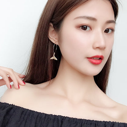 Korean Dolphin Tail Fishtail Earrings Female Temperament Personality Simple Retro Tide Earrings Earrings Earrings Earrings Jewelry